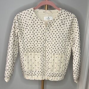 H&M Cream Quilted Jacket with Navy Floral Print